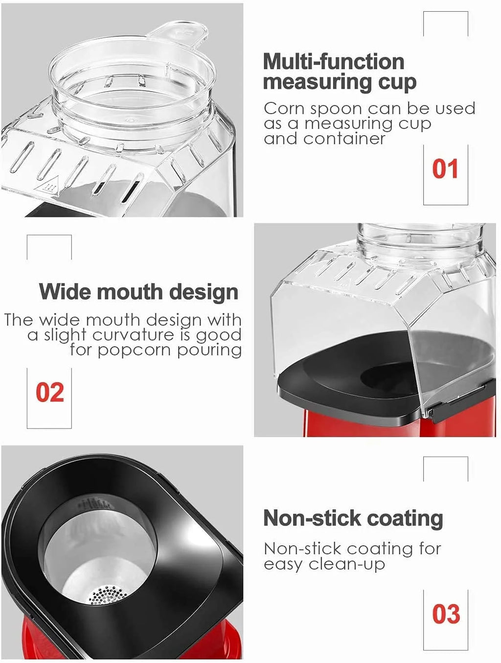 Popcorn Maker, 1400W Hot Air Popcorn Popper with Butter Melting Tray, 18 Cup Popcorn Machine for Party & Movie Night, No Oil Healthy Snack