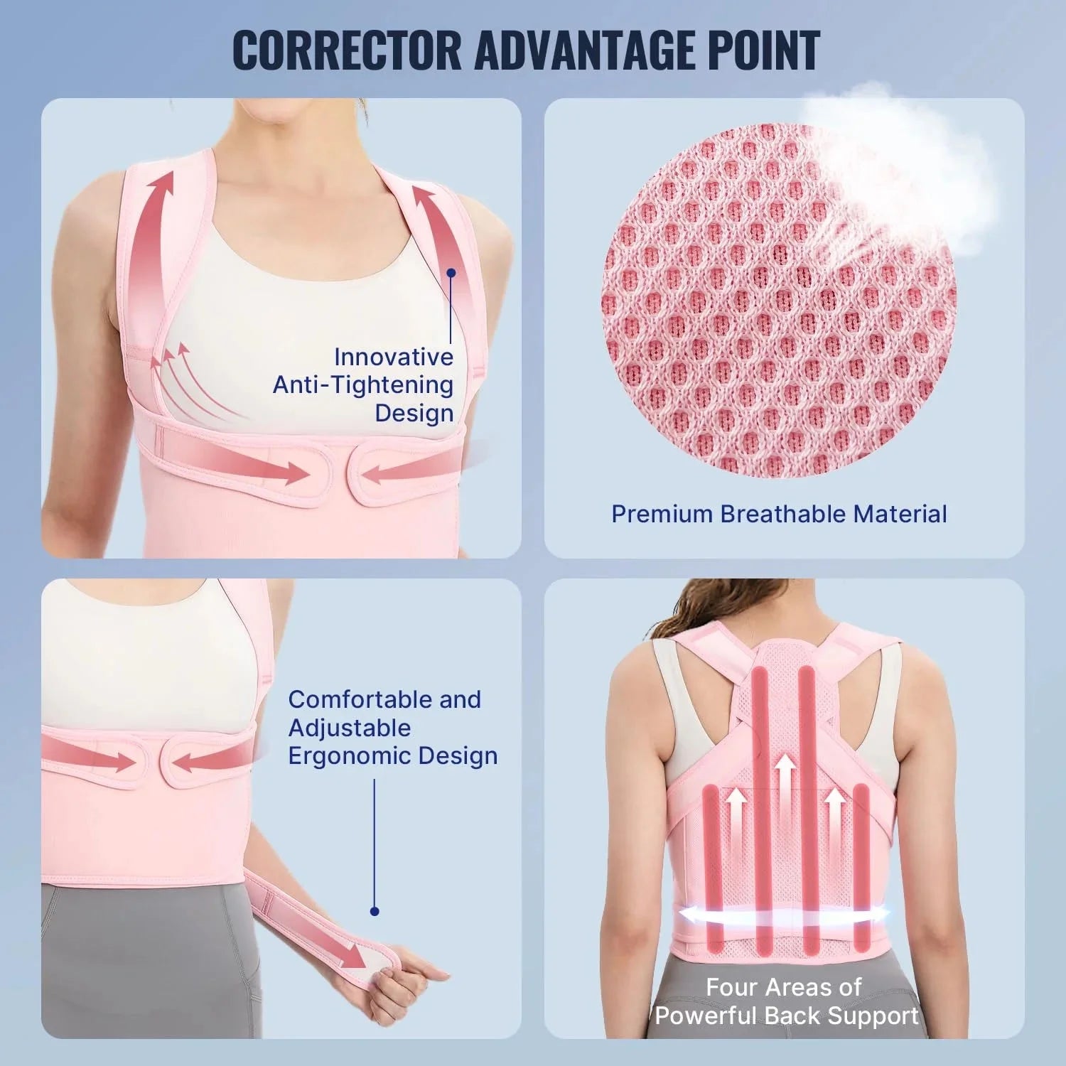 Back Brace Posture Corrector for Women, Back Straightener Posture Corrector, Scoliosis and Hunchback Correction, Back Pain, Spine Corrector, Support, Adjustable Posture Trainer,Pink Large