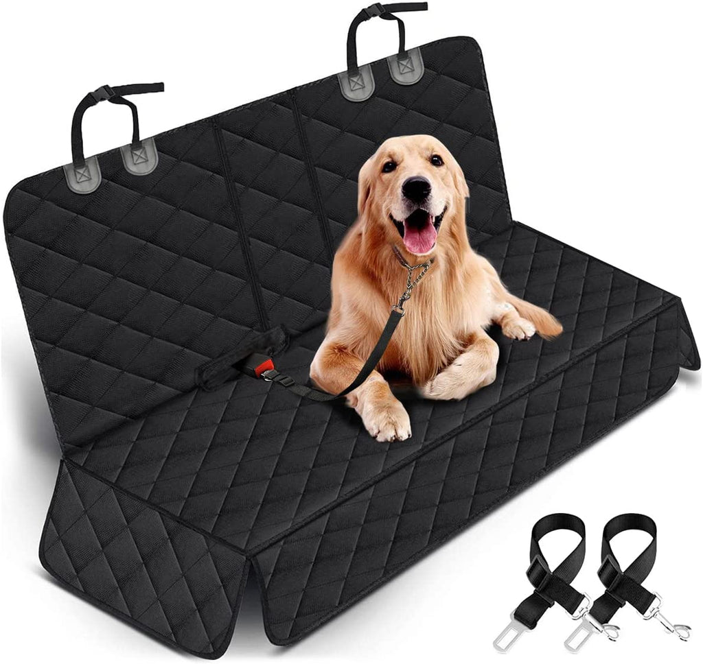 Premium Waterproof Dog Car Seat Cover - Non-Slip Back Seat Protector for Cars, Trucks & SUVs - Fits Middle Armrest - Black