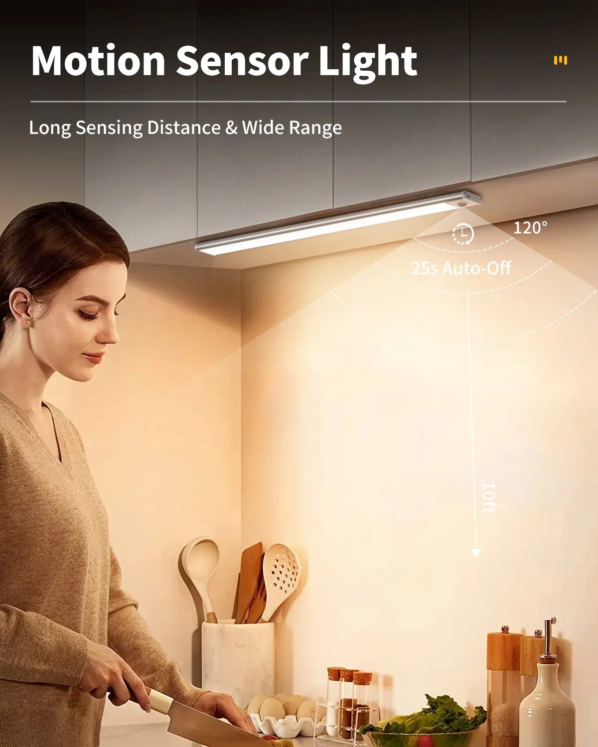 Under Cabinet Lighting Wireless 16 Inches, 108 LED Rechargeable Motion Sensor Light Indoor with 3 Color Temps & Dimming, Closet Lights Motion Sensored for Kitchen, Pantry, Stairs, 2 Pack