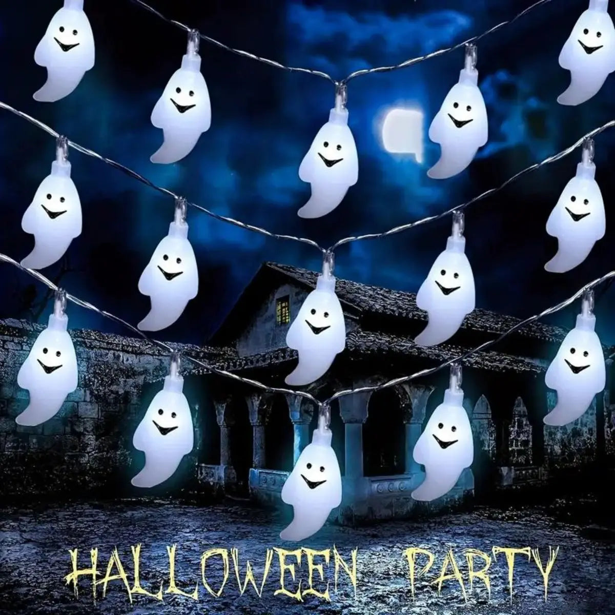 Halloween Ghost Decoration String Lights, Battery Powered
