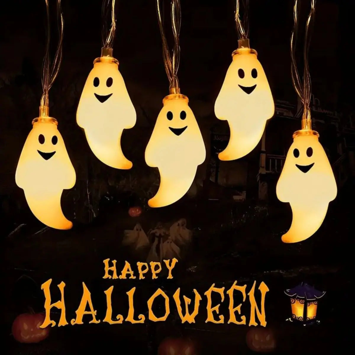 Halloween Ghost Decoration String Lights, Battery Powered